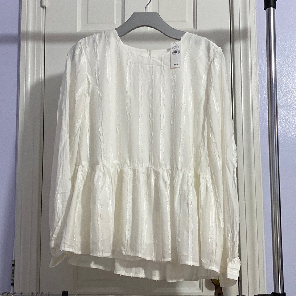 ANN TAYLOR LOFT WHITE BLOUSE
